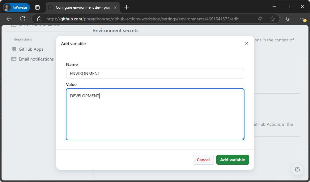 Add Environment Variable