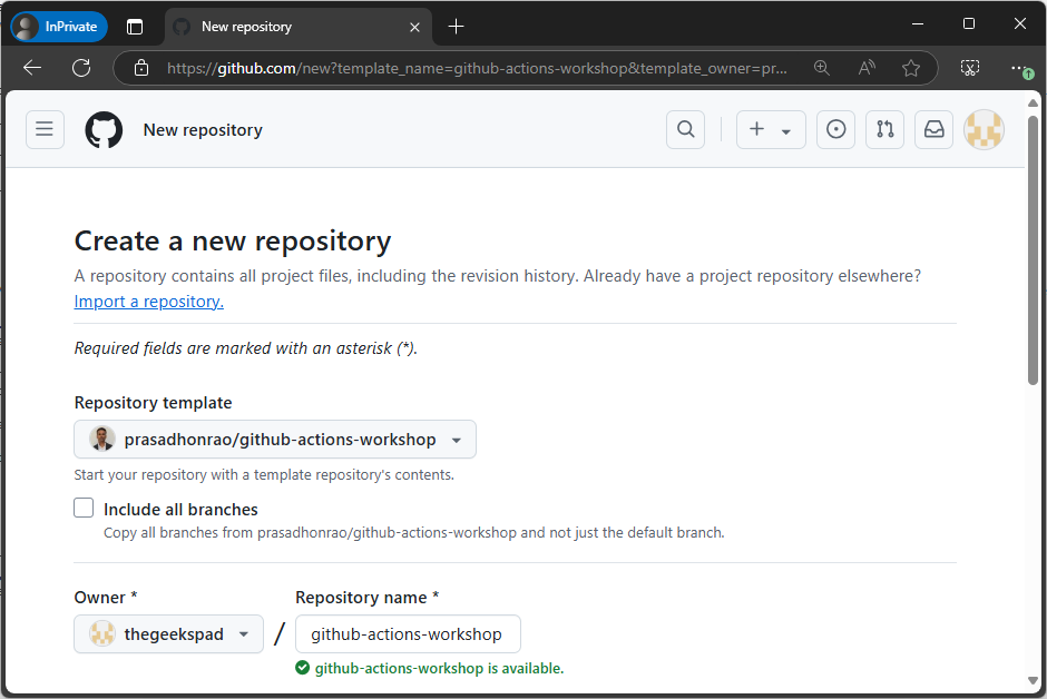 Enter Repository Name