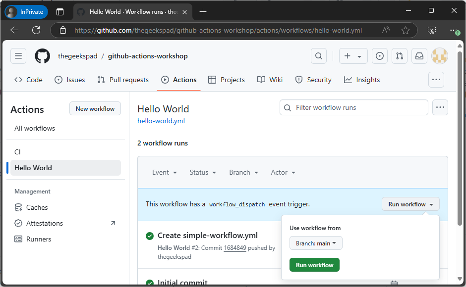 Run Workflow